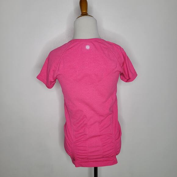 Athleta Fastest Track Short Sleeve Shirt Hot Pink Stretch Running Women Small - Picture 4 of 10